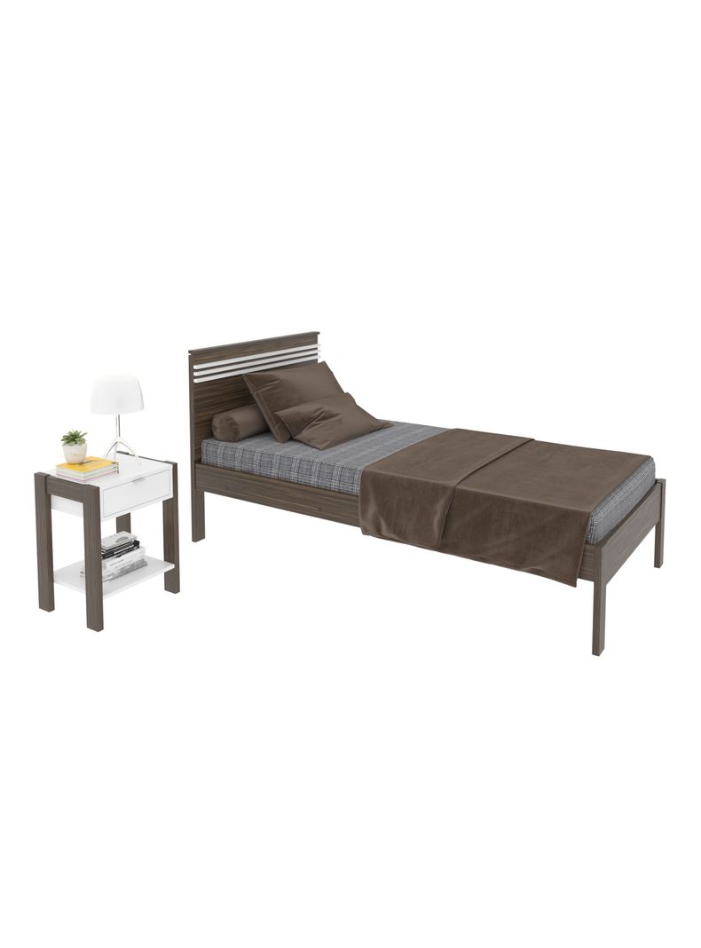 Cama 1P Nogal-Blanco Horizontal 1 Velador Base Sommier-2