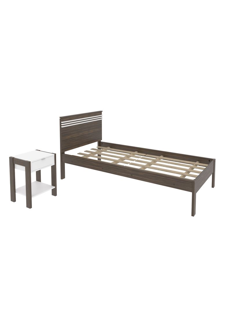 Cama 1P Nogal-Blanco Horizontal 1 Velador Base Sommier-0