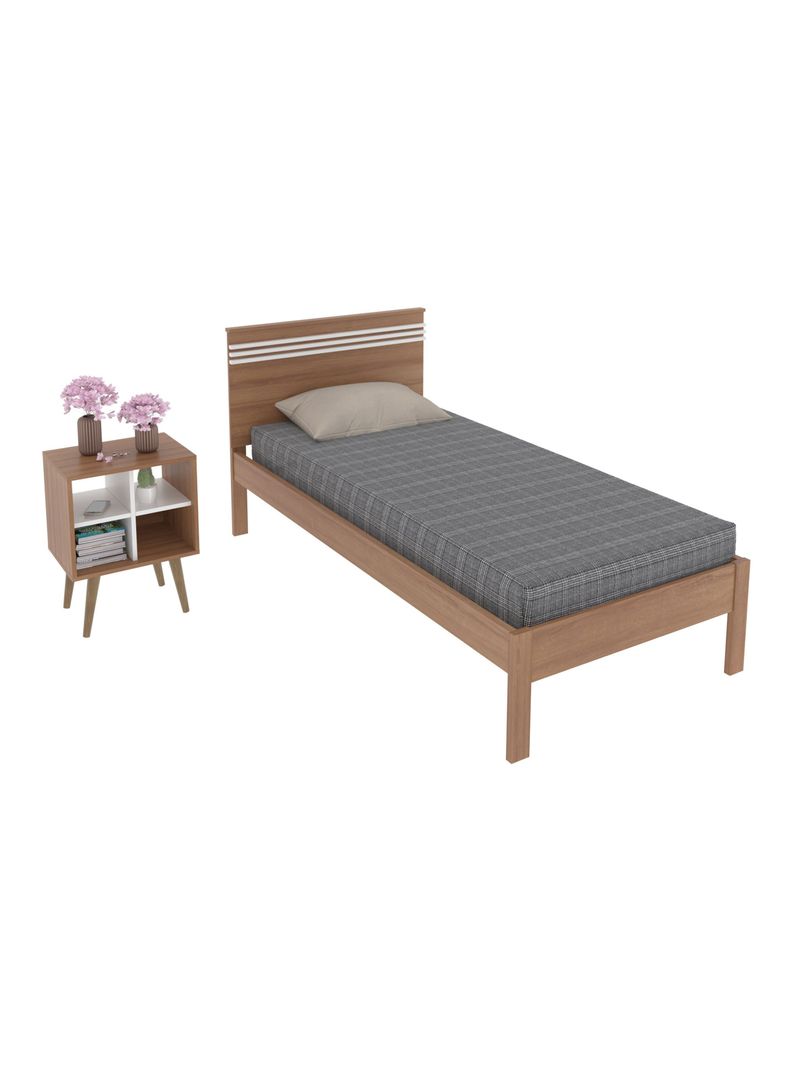 Combo Cama 1P Almendra-Blanco 1 Velador Base Sommier-2