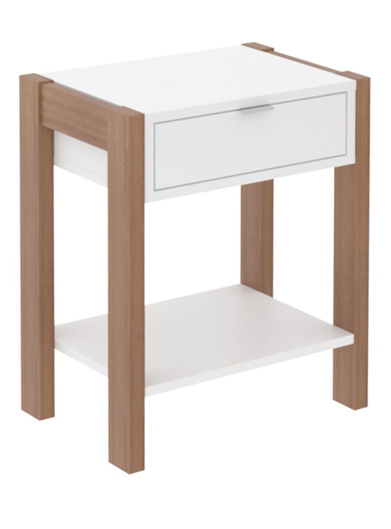 Combo Cama 2P Blanco Vertical 2 Veladores Base Sommier-3