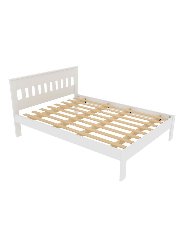 Combo Cama 2P Blanco Vertical 2 Veladores Base Sommier-2