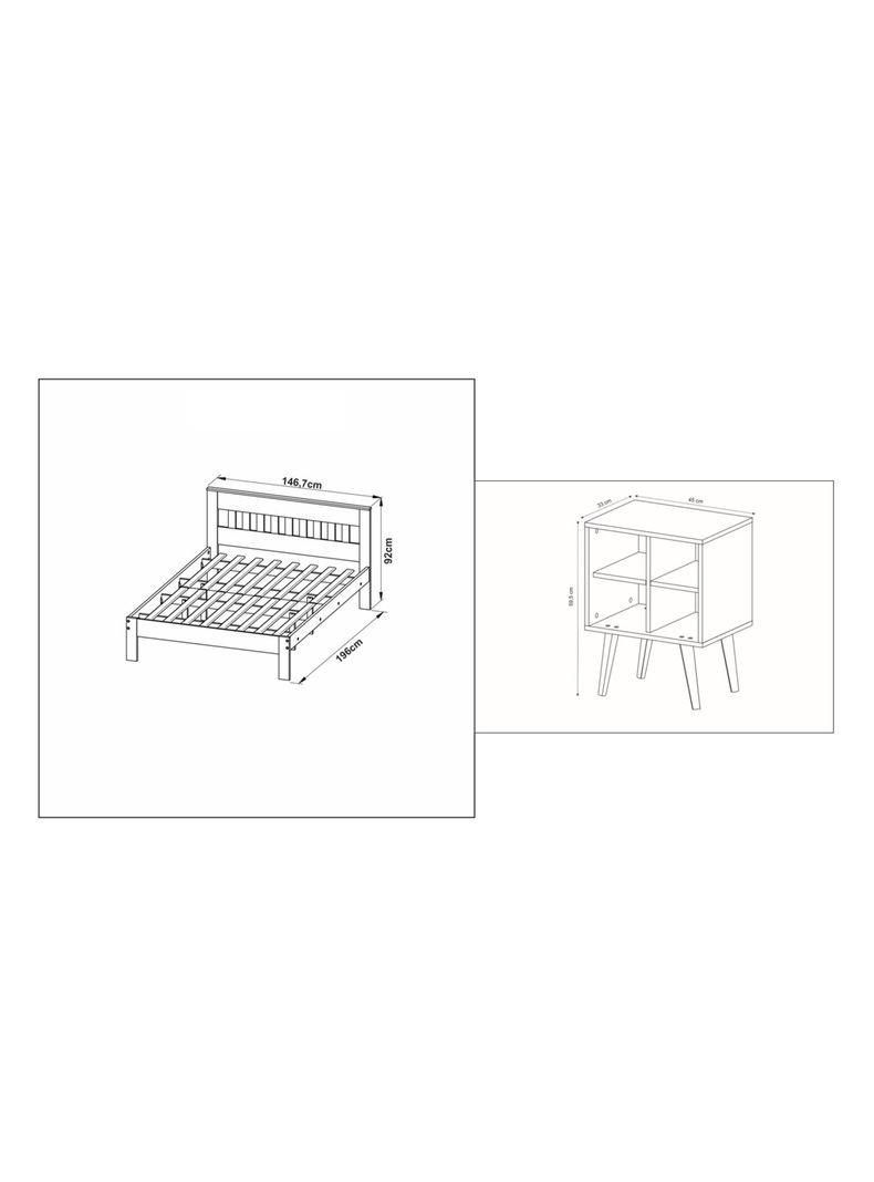 Cama 2P Almendra-Blanco Vertical 2 Veladores Base Sommier-1