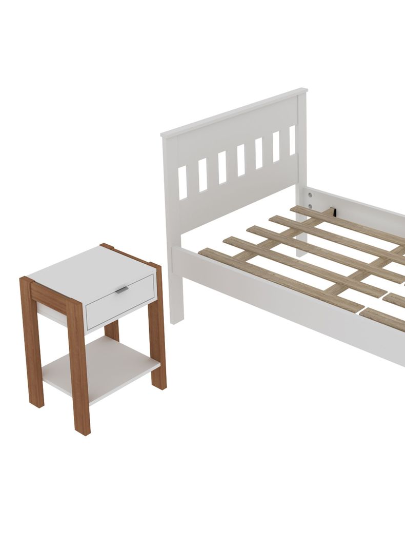 Combo Cama 1P Blanco Vertical 1 Velador Base Sommier-3
