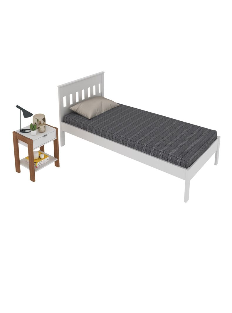Combo Cama 1P Blanco Vertical 1 Velador Base Sommier-4