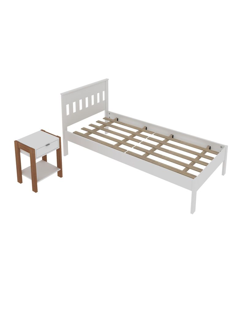 Combo Cama 1P Blanco Vertical 1 Velador Base Sommier-0