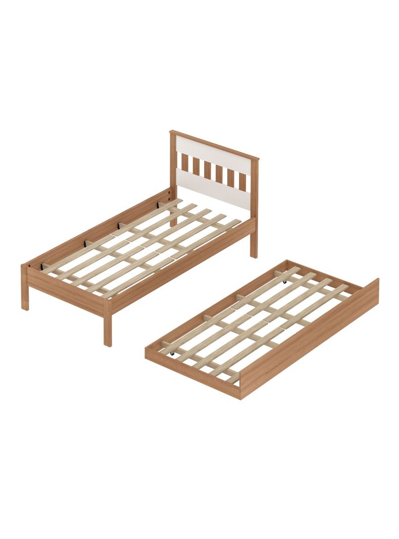 Cama 1P Almendra-Blanco Vertical con Cama Nido Base Sommier-0