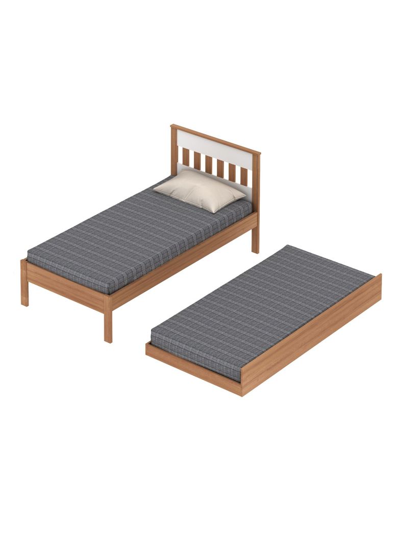 Cama 1P Almendra-Blanco Vertical con Cama Nido Base Sommier-2