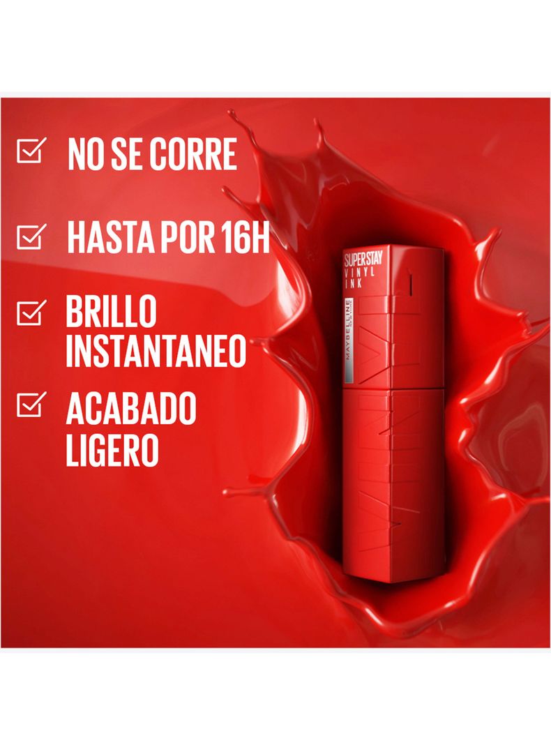 Labial Super Stay Vinyl Ink Larga Duracion Wicked 4g-4