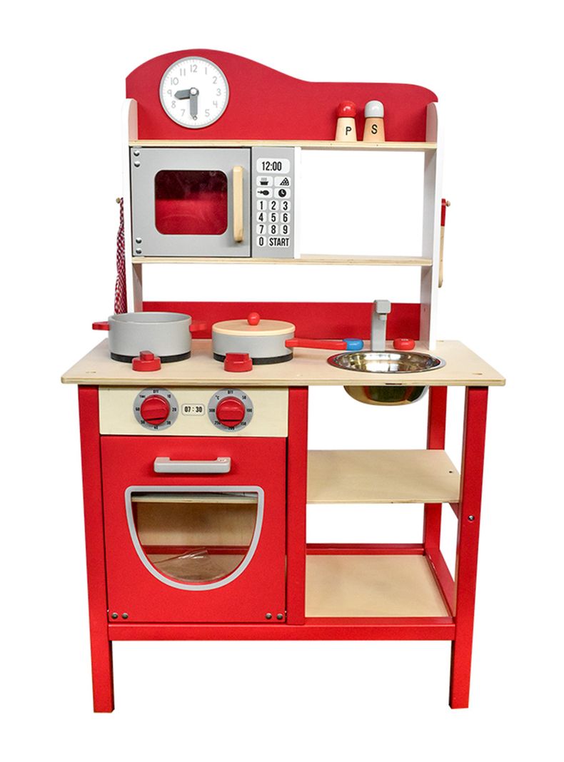 Juguete Gamepower Mini Hogar Cocina Madera Roja-0