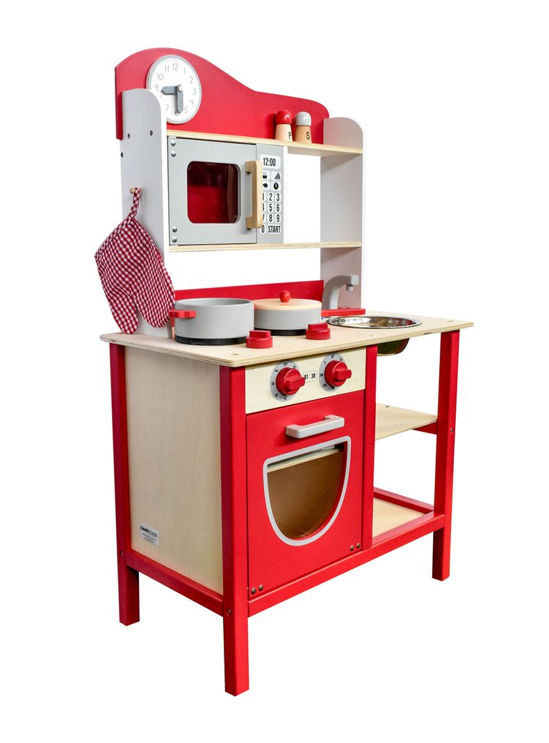 Juguete Gamepower Mini Hogar Cocina Madera Roja-2