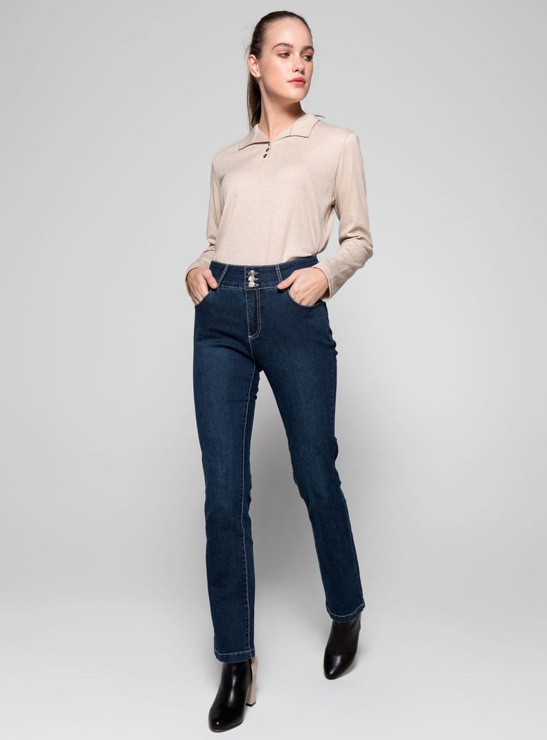 Jeans Bootcut Pretina Ancha 3 Botones-3
