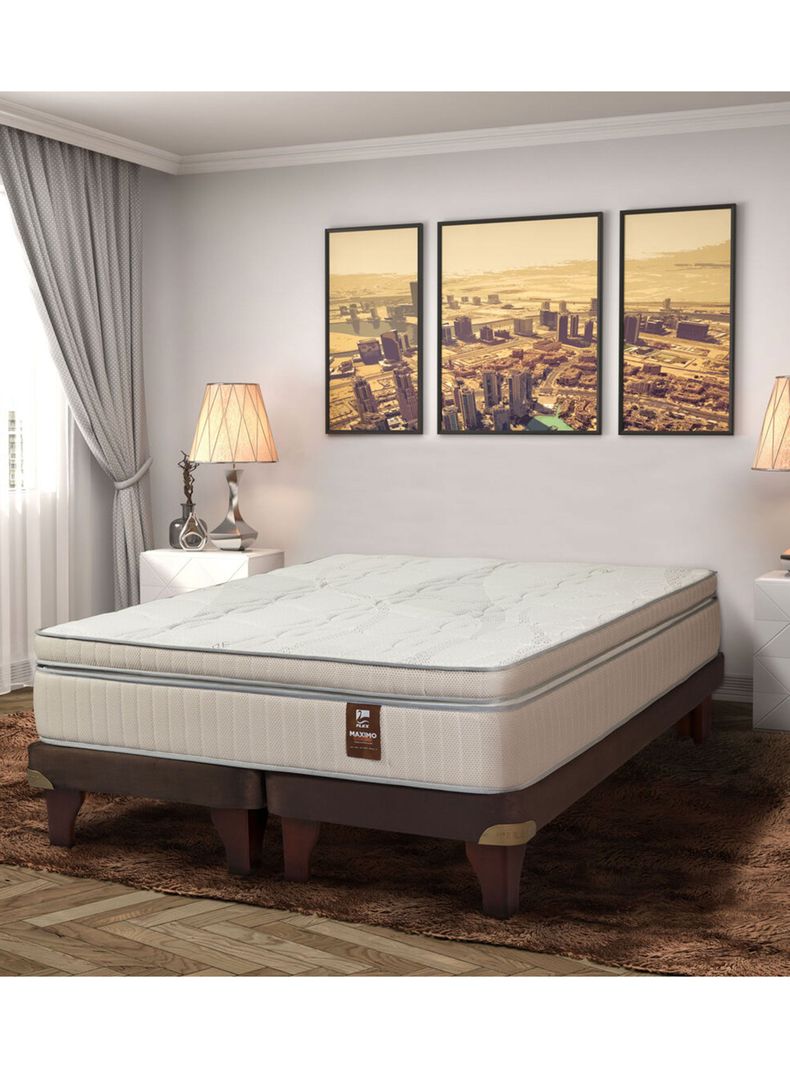 Cama Europea Máximo Cobre 2 Plazas Base Dividida 150 x 200 + Set Castell-5