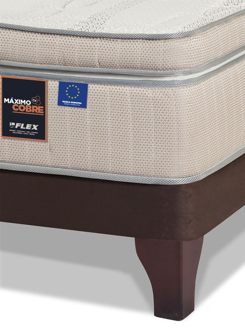 Cama Europea Máximo Cobre 2 Plazas Base Normal + Set Muebles Colonia-2