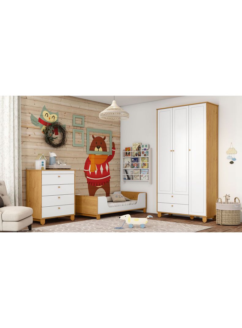 Cómoda Kidscool 4 Cajones Zupi Blanca Caramelo Kidscool-3