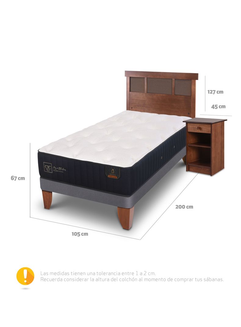 Cama Europea Premium 1.05 x 2 Dublin Caramelo + Set Muebles-1