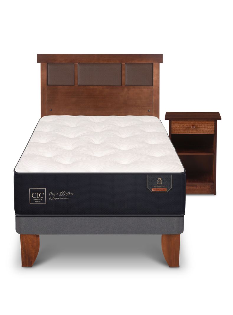 Cama Europea Premium 1.05 x 2 Dublin Caramelo + Set Muebles-2