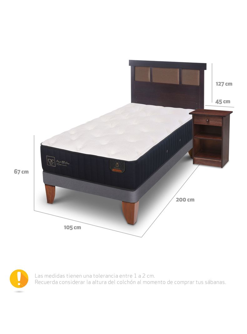 Cama Europea Premium 1.05 x 2 Dublin Chocolate + Set Muebles-1