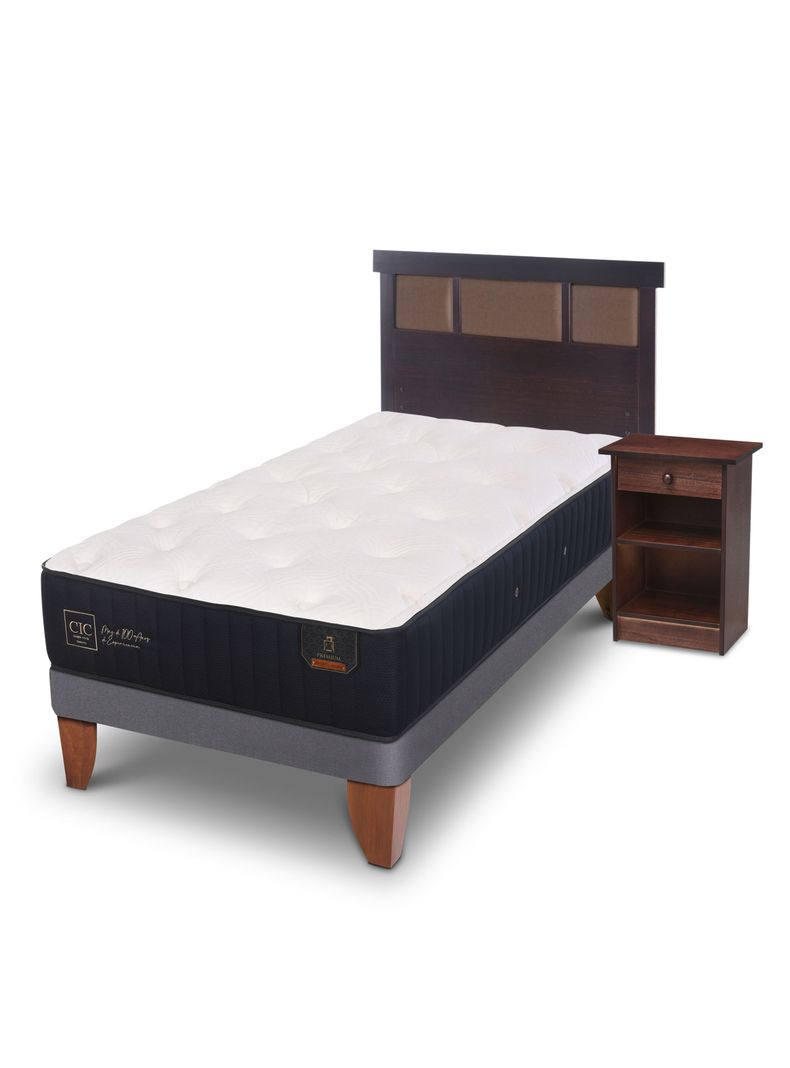 Cama Europea Premium 1.05 x 2 Dublin Chocolate + Set Muebles-0