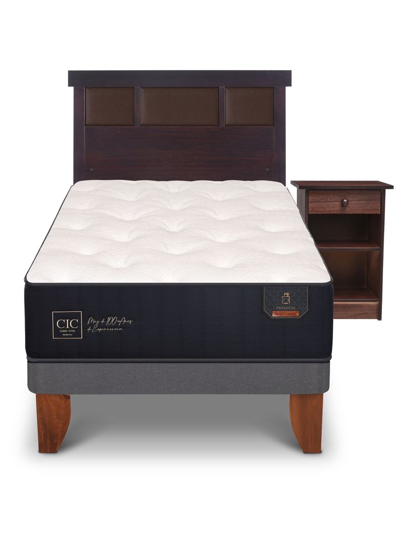 Cama Europea Premium 1.05 x 2 Dublin Chocolate + Set Muebles-2