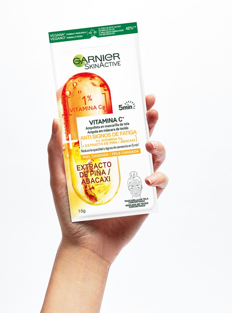 Mascarilla Garnier Skin Active en Tela Ampolla Piña Antifatiga 15 g Garnier-1