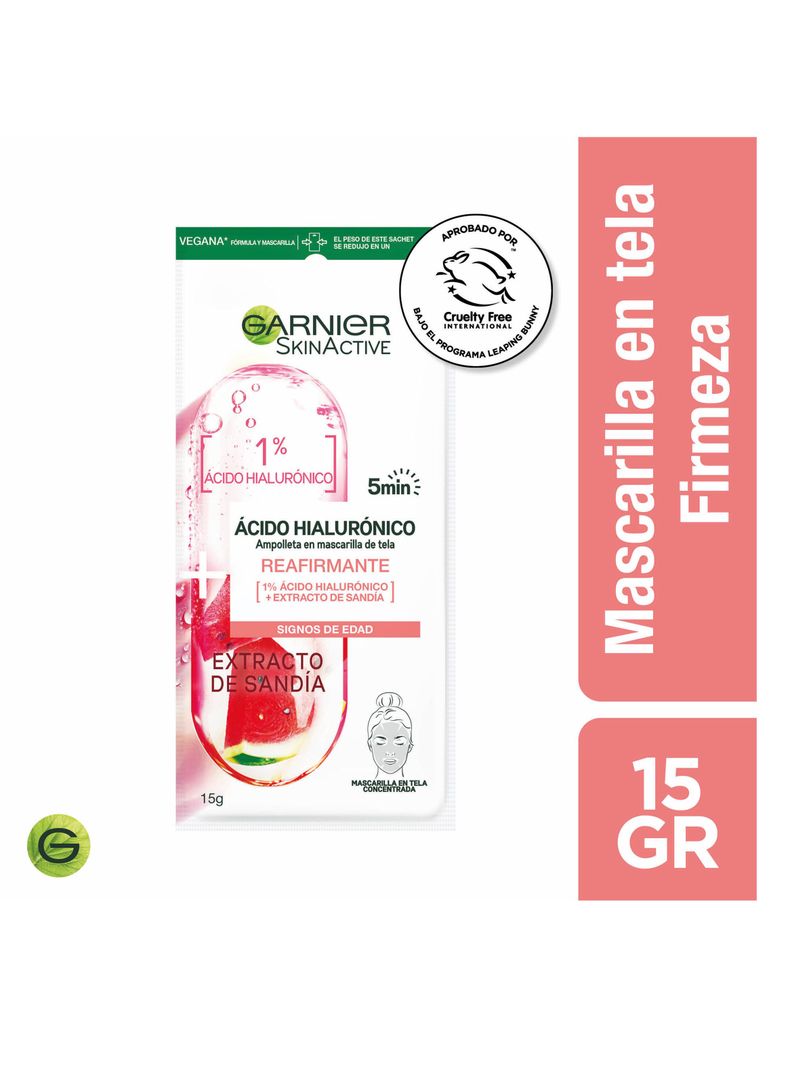 Mascarilla Garnier Skin Active en Tela Ampolla Sandía Firmeza 15 g Garnier-0