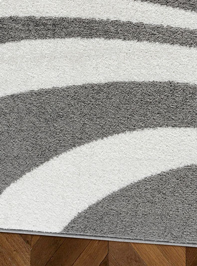 Alfombra 160 x 230 cm Amigo Gris Ondas Blancas-3