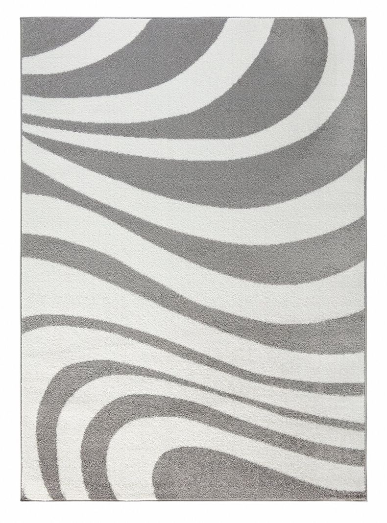 Alfombra 160 x 230 cm Amigo Gris Ondas Blancas-0