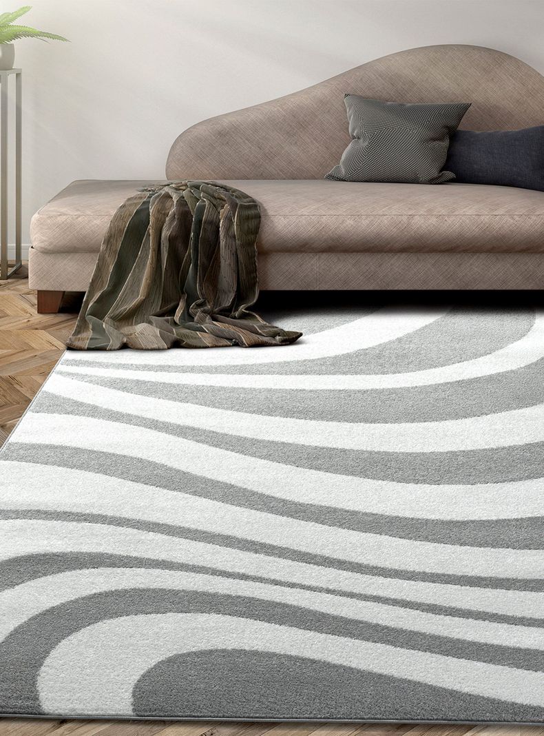 Alfombra 160 x 230 cm Amigo Gris Ondas Blancas-2