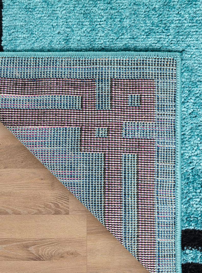 Alfombra Pasillo 70 x 230 cm Amigo Turquesa Marco Negro-4