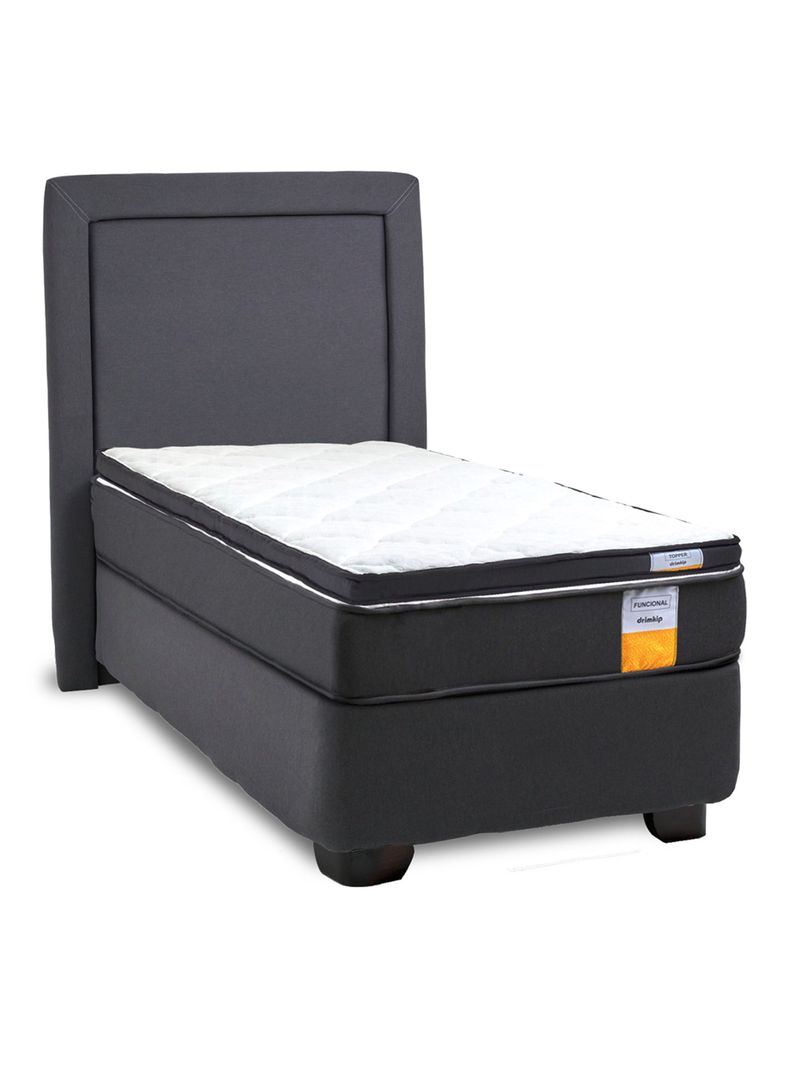 Cama Americana Funcional 1 Plaza Plus + Respaldo + Topper-1