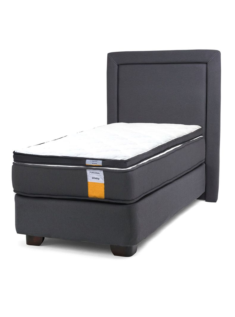 Cama Americana Funcional 1 Plaza Plus + Respaldo + Topper-0