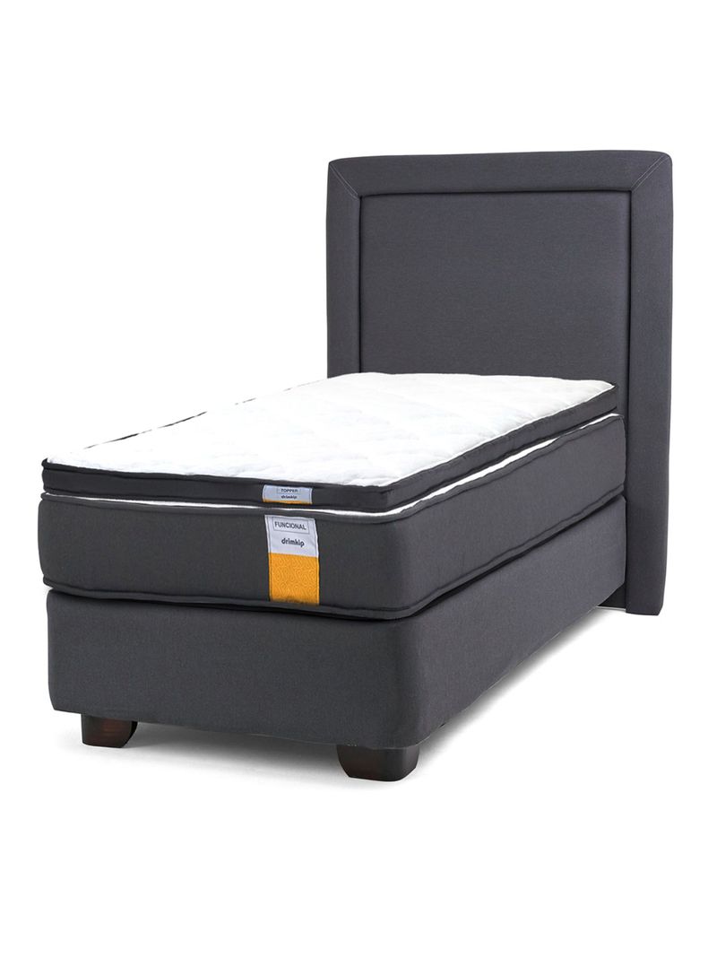 Cama Americana Funcional 1.5 Plazas + Respaldo + Topper-0