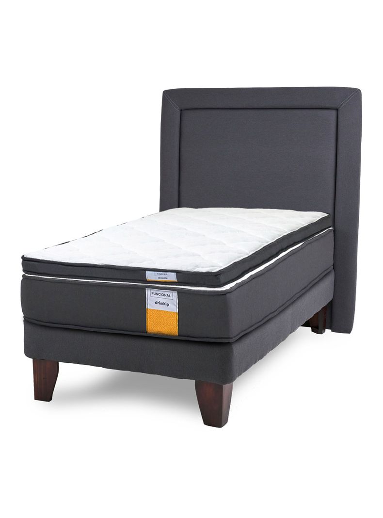 Cama Europea Funcional 1 Plaza + Respaldo + Topper-0