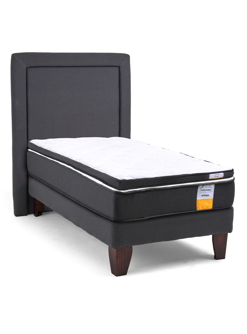 Cama Europea Funcional 1 Plaza + Respaldo + Topper-1