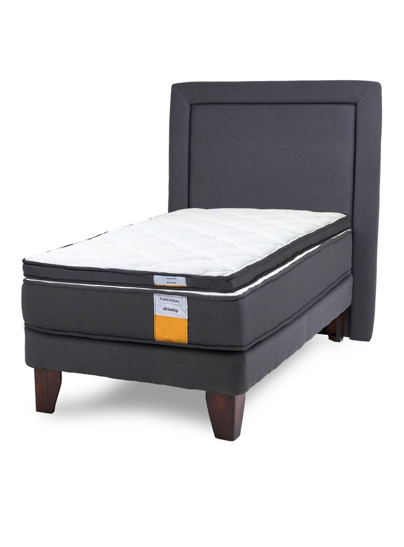 Cama Europea Funcional 1 Plaza Plus + Respaldo + Topper-0