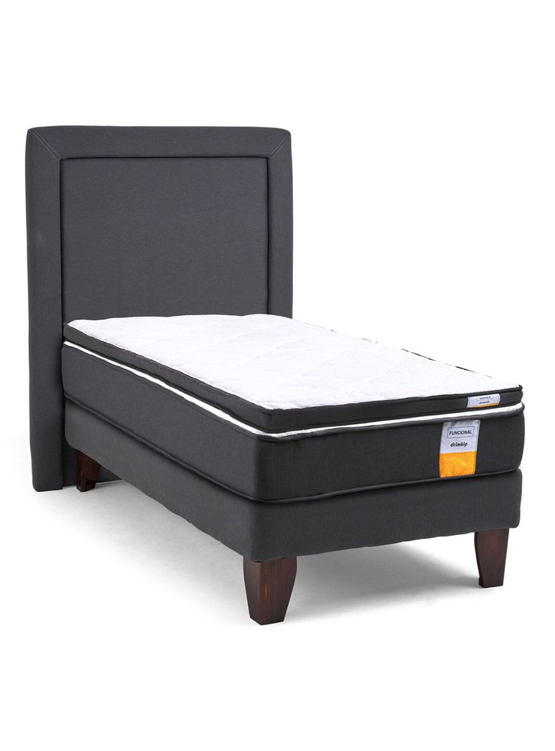 Cama Europea Funcional 1 Plaza Plus + Respaldo + Topper-1