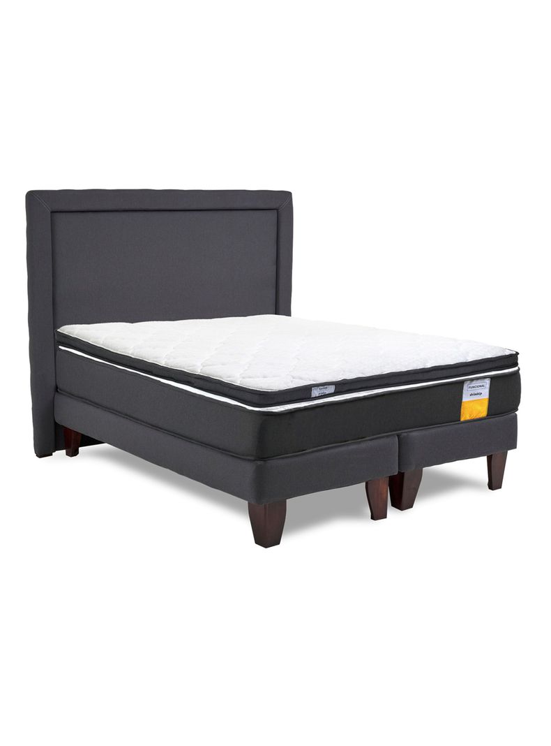 Cama Europea Funcional 2 Plazas Plus + Respaldo + Topper-1