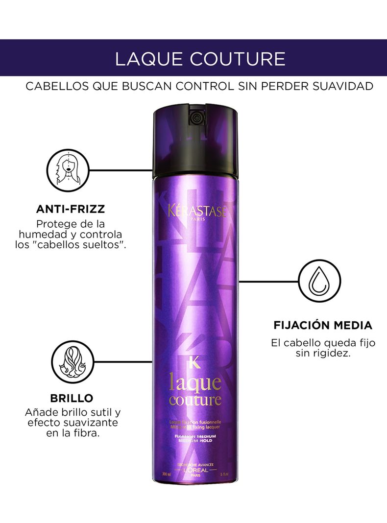 Laca Fijación Media Todo Tipo De Cabello Laque Couture Styling 300ml-2