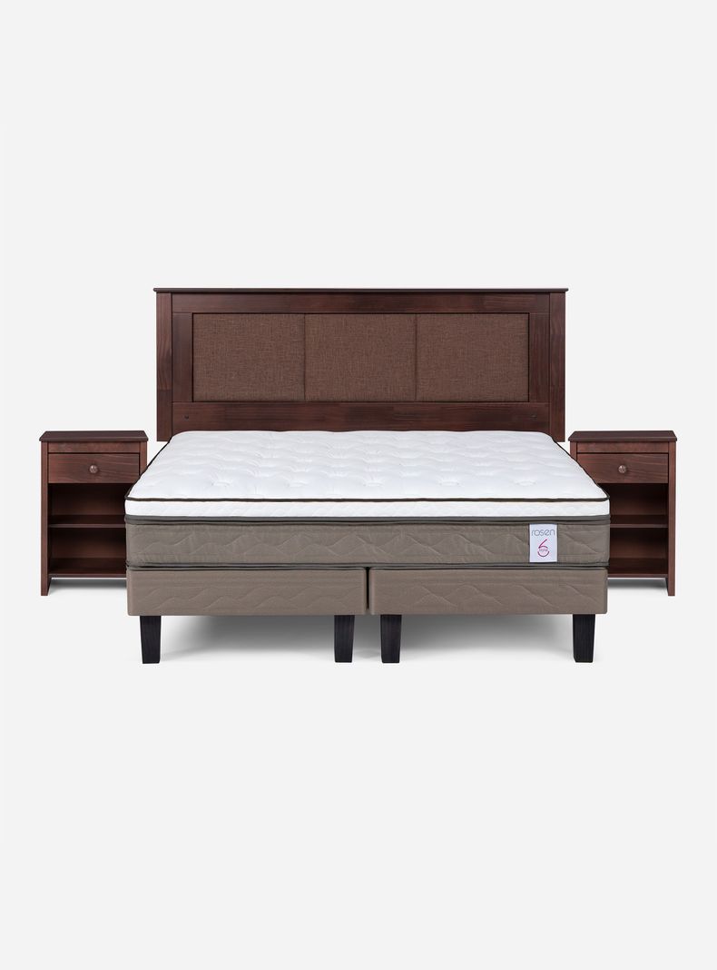 Cama Europea Style 6 2 Plazas Base Dividida + Set Muebles Rachel-1