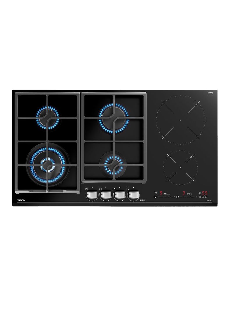 Encimera Cristal Gas + Inducción 6 Quemadores JZC 96342 BBB BK-0