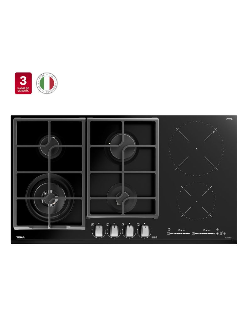 Encimera Cristal Gas + Inducción 6 Quemadores JZC 96342 BBB BK-2