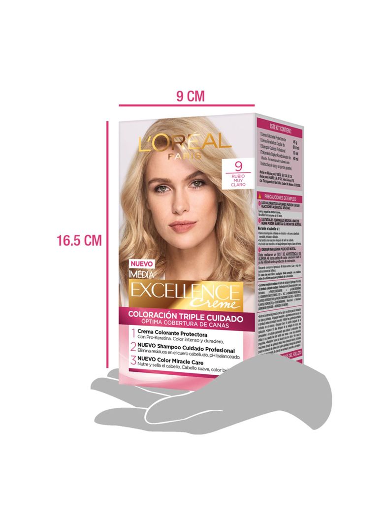 Tintura Excellence Cabello Creme 9 Rubio Muy Claro-3
