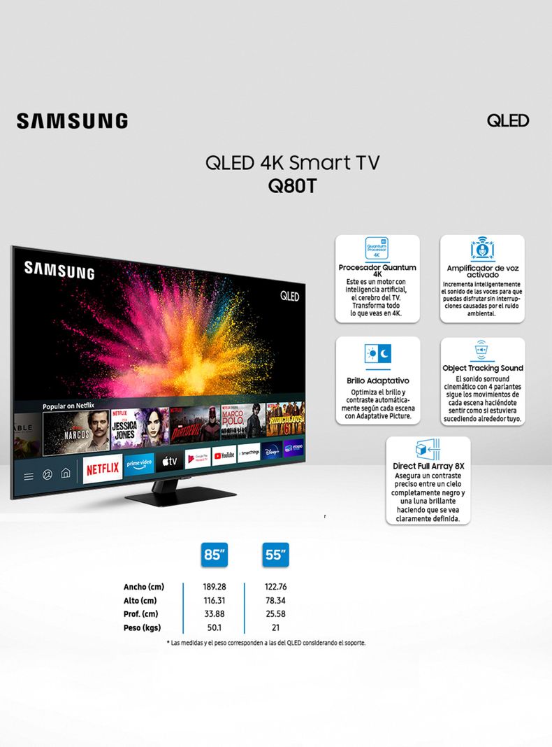 QLED Samsung 55'' Q80T 4K UHD-1