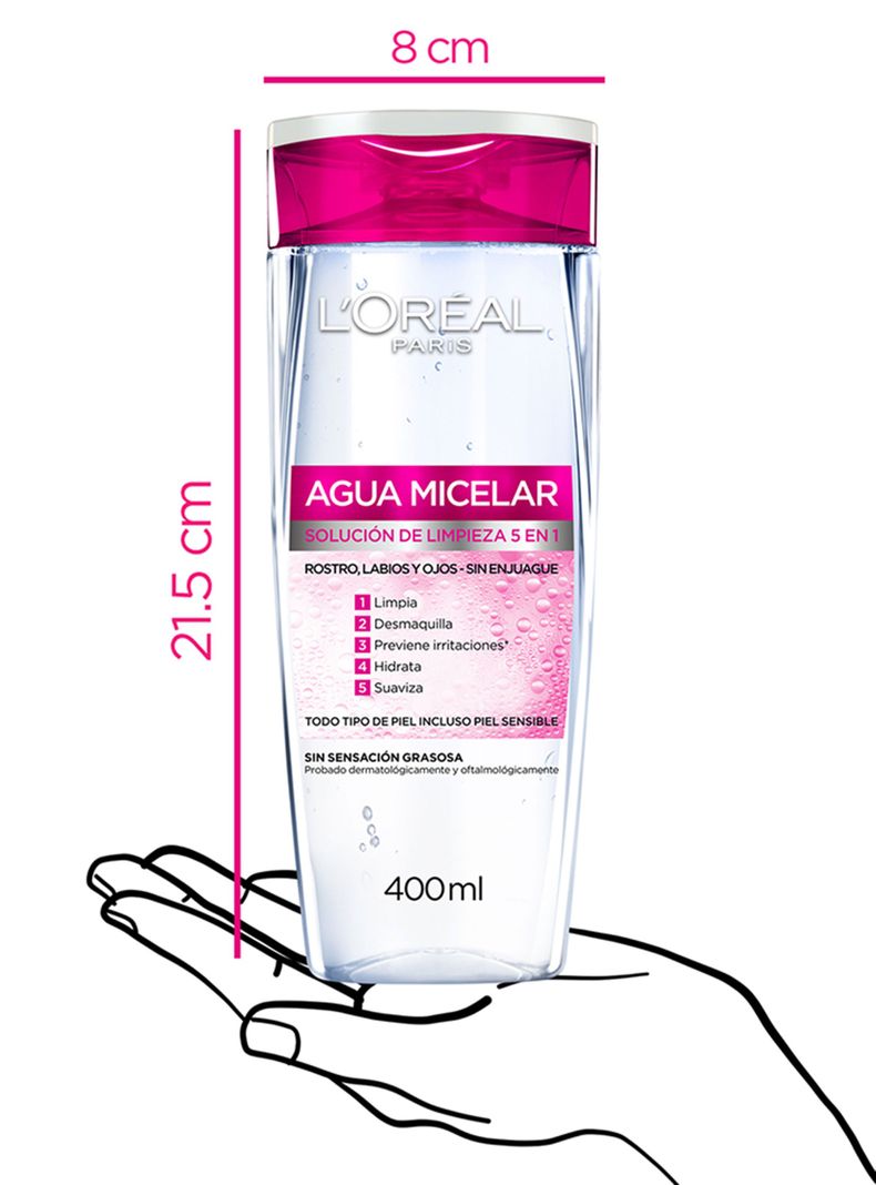 Agua Dermo Expertise L'Oréal Paris Micelar 5 en 1 400 ml-3