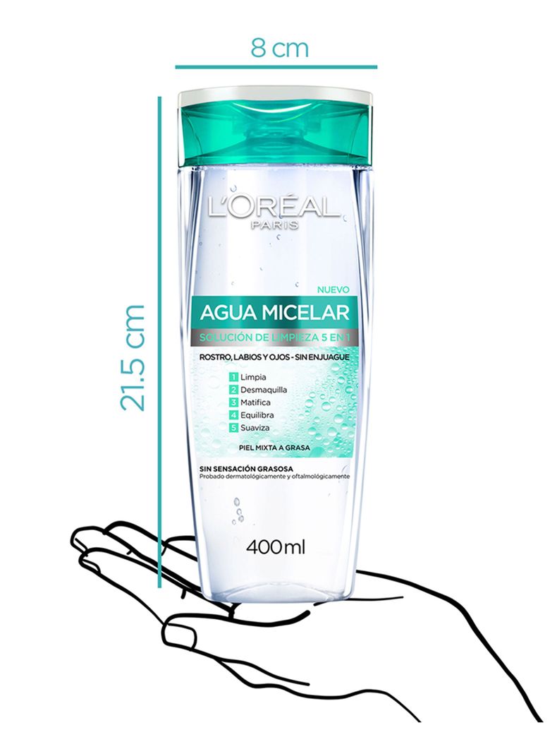 Agua Dermo Expertise L'Oréal Paris Micelar 5 en 1 Hidra-Total 5 400 ml-3