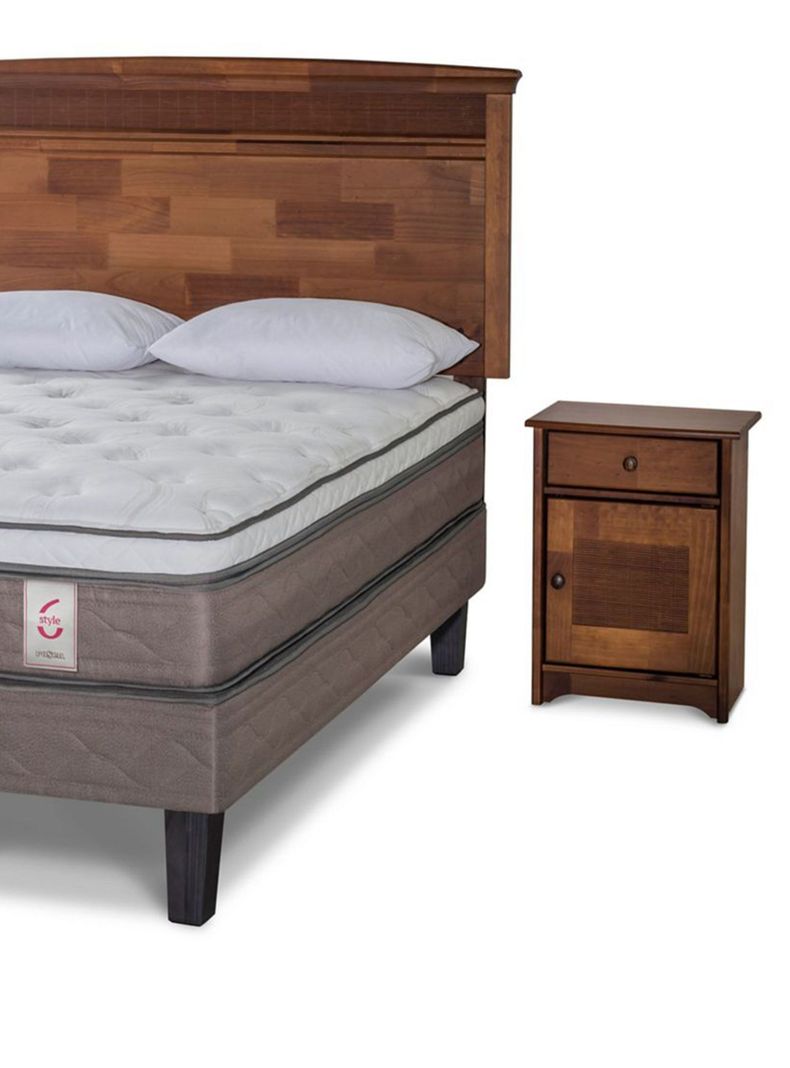 Cama Europea New Style 6 2 Plazas Base Dividida + Set Veneto + Almohadas-1