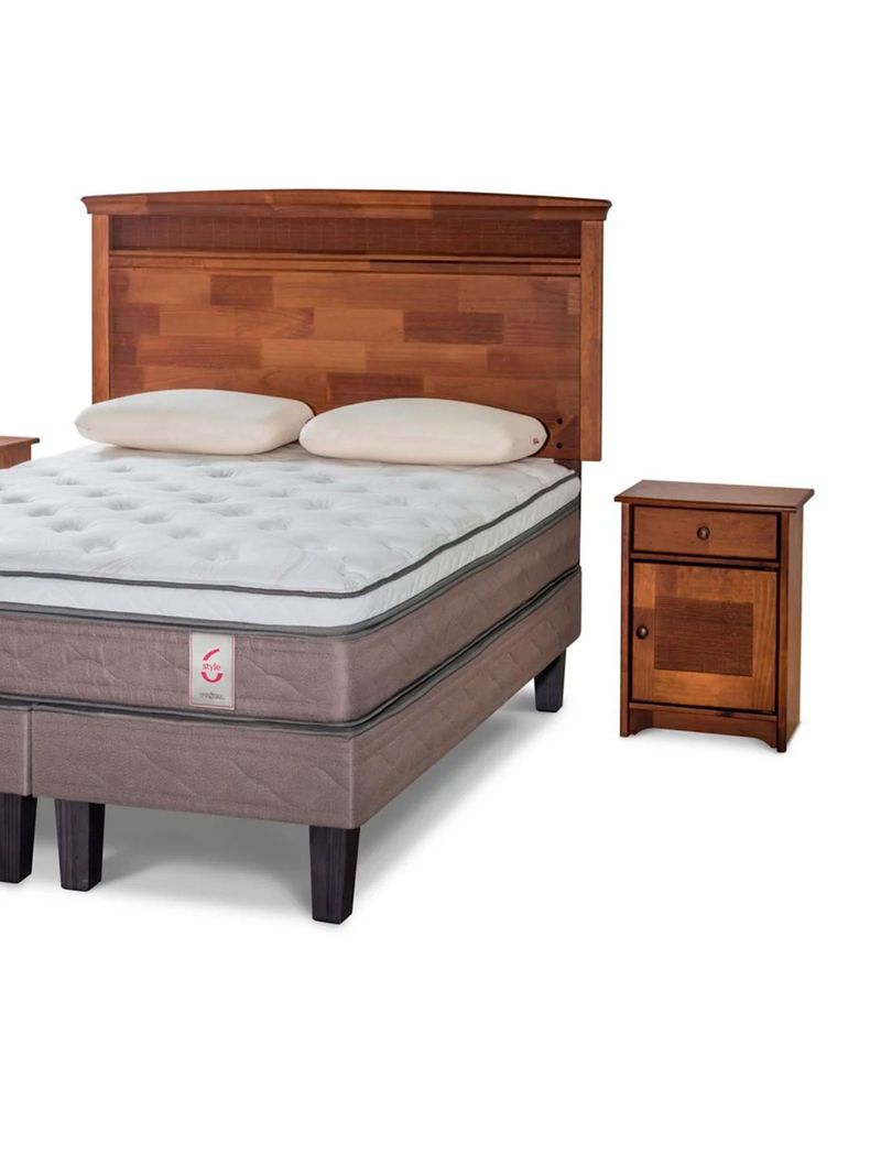 Cama Europea New Style 6 2 Plazas Base Dividida + Set Veneto + Almohadas Memory Max-1