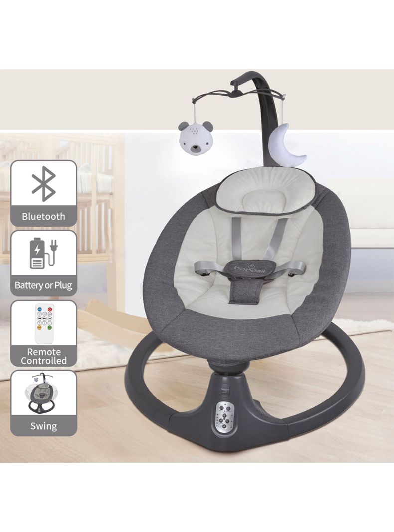 Silla Nido Bouncer Mecedora Baby Swing Gris Bebesit-5