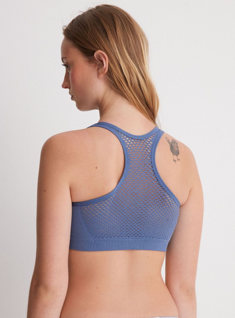 Bralette Halter con Tela Tipo Malla en Espalda-1