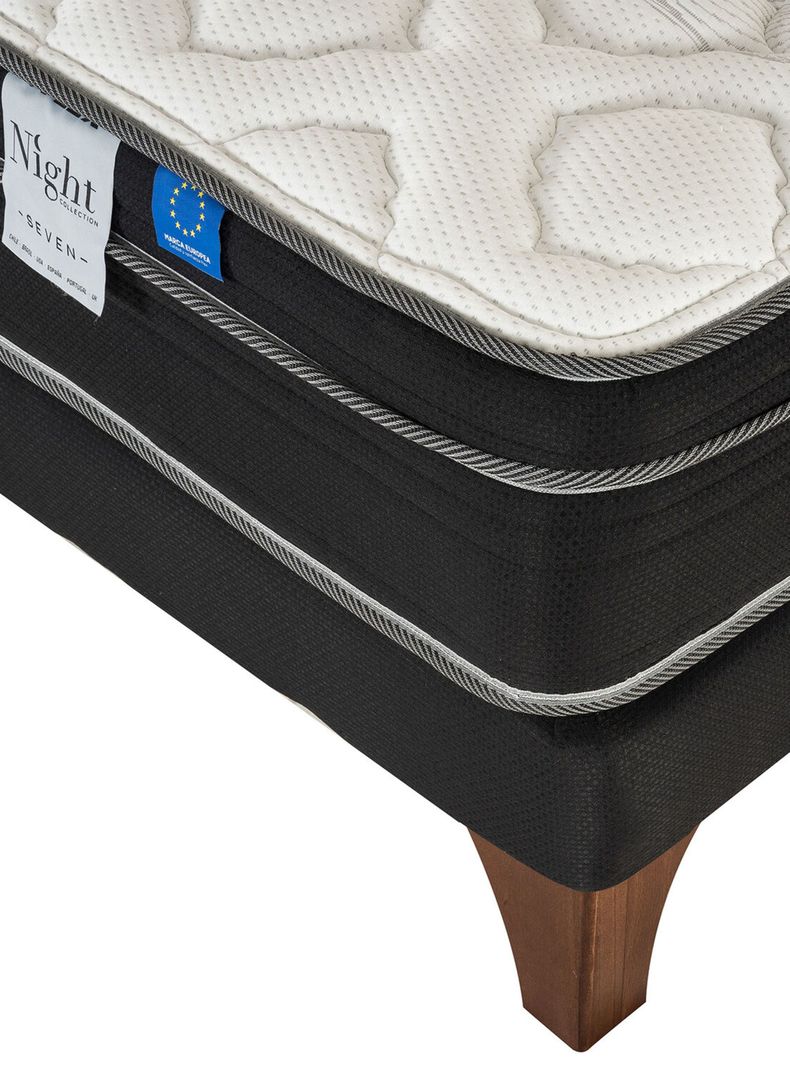 Cama Europea Negra Seven 2 Plazas Box-2